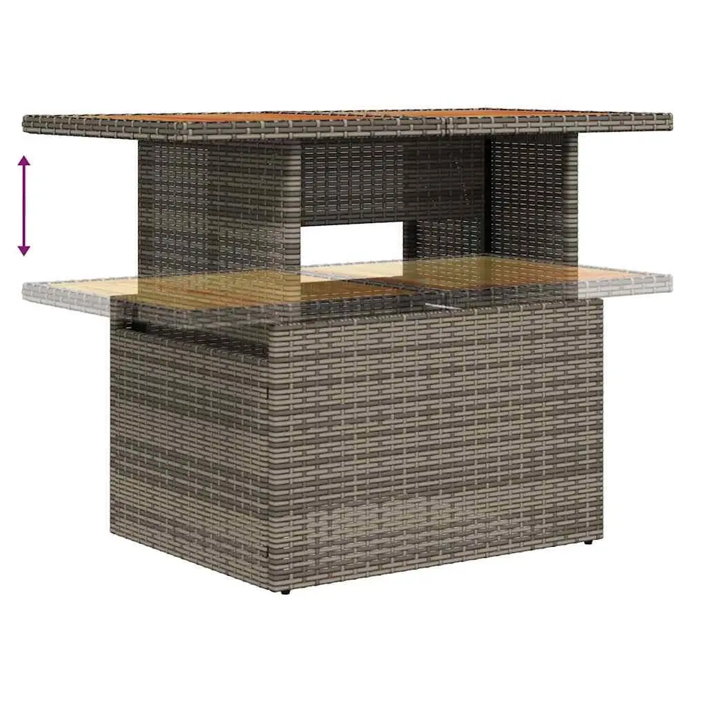 Garden Sofa Set 9 Piece Modular Grey Poly Rattan with Storage