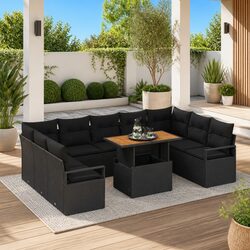 Black Modular Sectional Garden Sofa Set for Outdoor Spaces