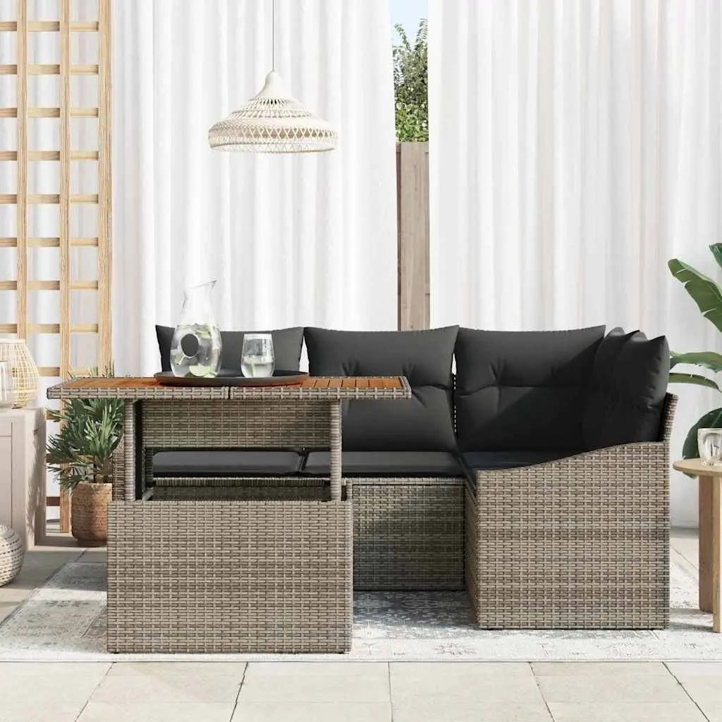 Garden Sofa Set 5 Piece Modular Outdoor Furniture with Storage Grey