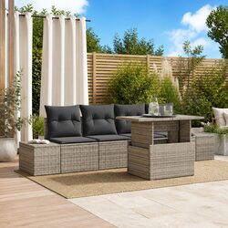 Stylish 5-Piece Grey Garden Lounge Set with Storage