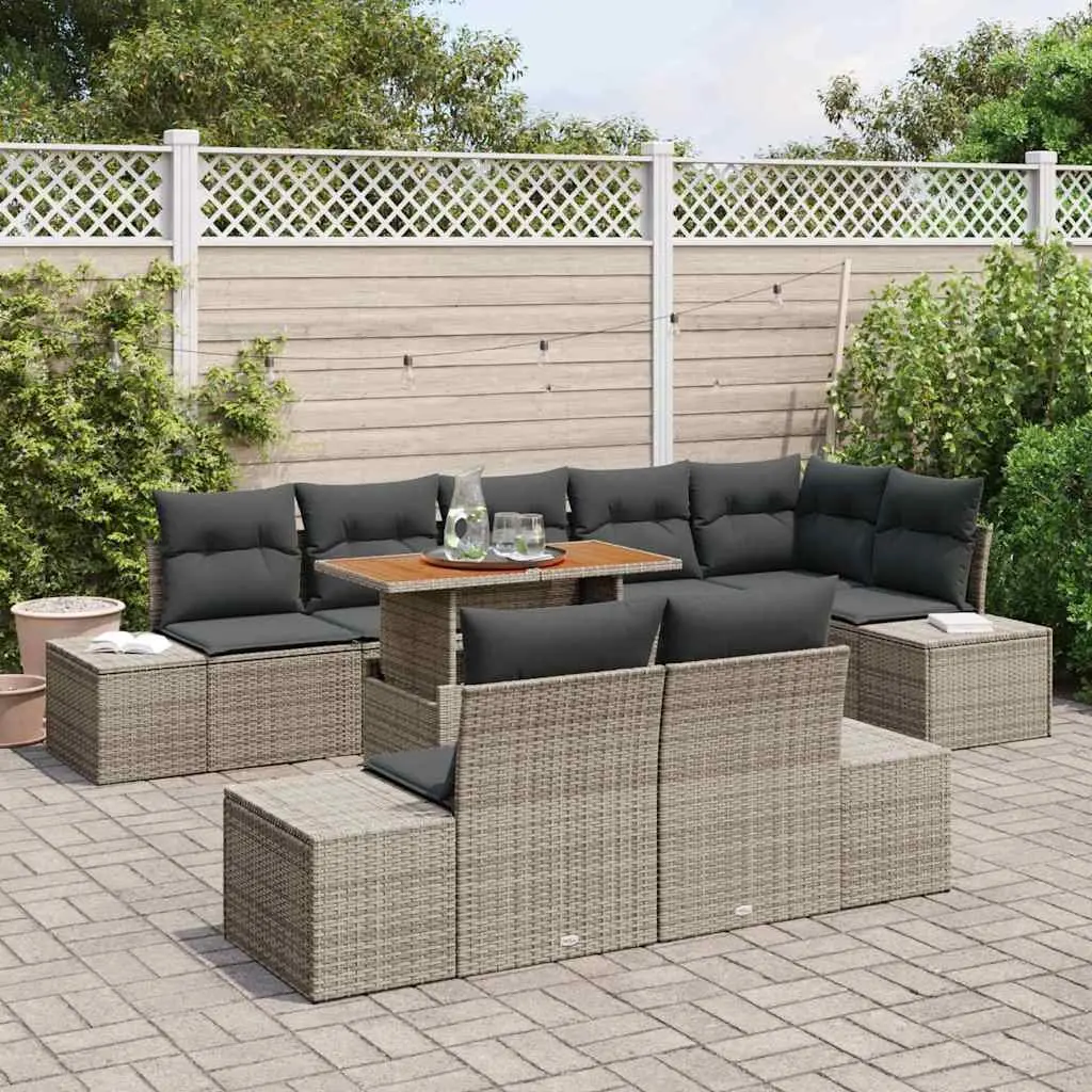 9 Piece Outdoor Garden Sofa Set Modular Grey with Storage Compartments