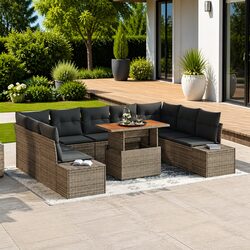 Enhance Your Outdoor Space with 10-Piece Grey Sofa Set
