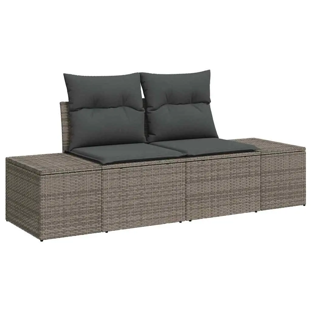 Garden Sofa Set 10 Piece Grey Modular Rattan Sectional with Hidden Storage Compartments