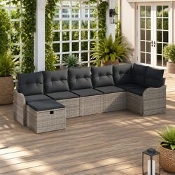 Modular 7-Piece Grey Outdoor Sofa Set for Relaxation