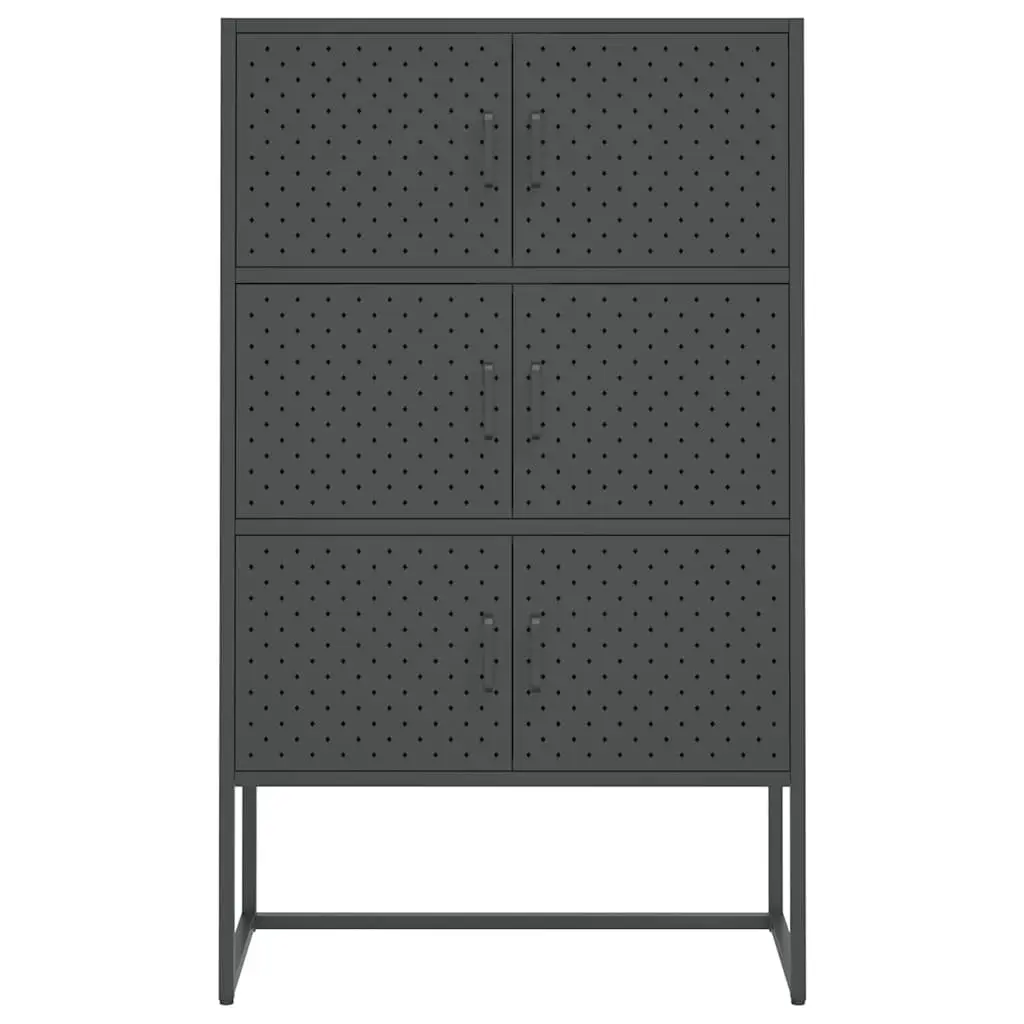 Highboard Storage Cabinet Anthracite 6 Door Display Unit Steel Construction