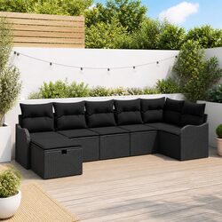 Black Outdoor Sofa Set - 7 Pieces for a Stylish Space