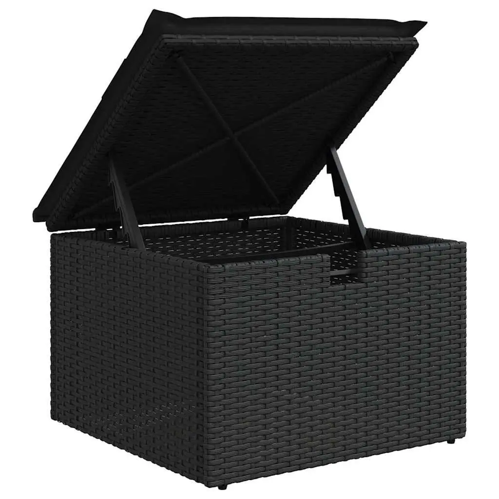 Outdoor Sofa Set 4 Piece Garden Furniture Poly Rattan Black with Storage