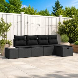 Enhance Your Outdoor Space with 5 pcs Black Sofa Set