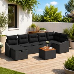 Stylish 8-Piece Black Outdoor Lounge Set