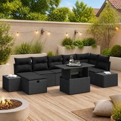 Outdoor Garden Sofa Set 8 Piece Modular Lounge Seating with Cushion Patio
