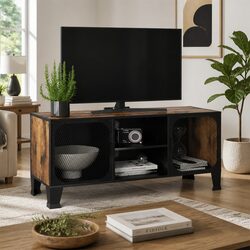 Industrial Style TV Cabinet in Rustic Brown