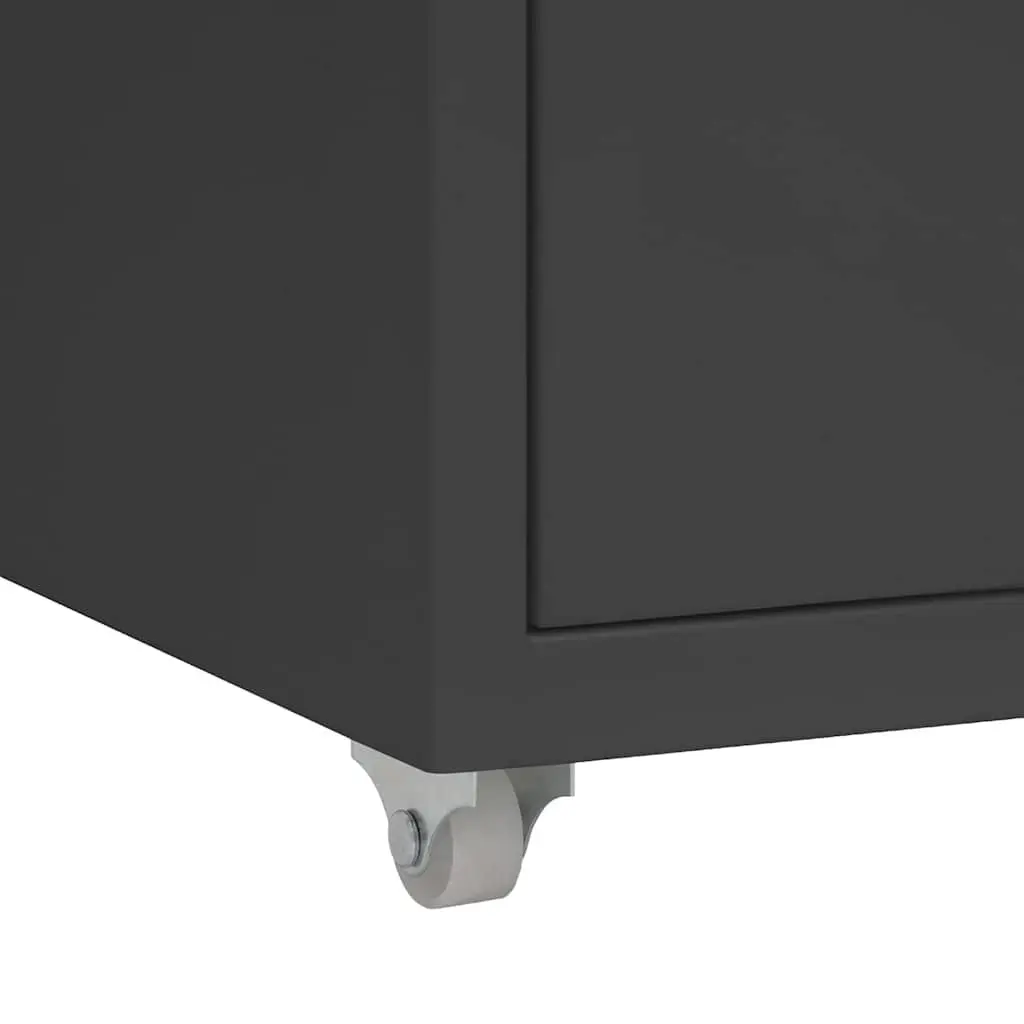 Mobile File Cabinet 5 Drawer Metal Office Storage with Wheels Anthracite