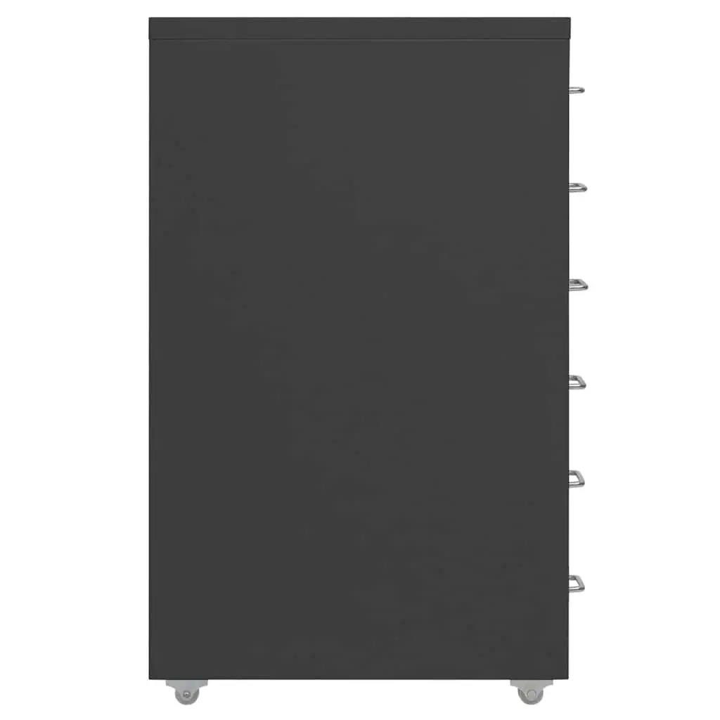 Mobile Filing Cabinet 6 Drawer Metal Storage with Wheels Anthracite