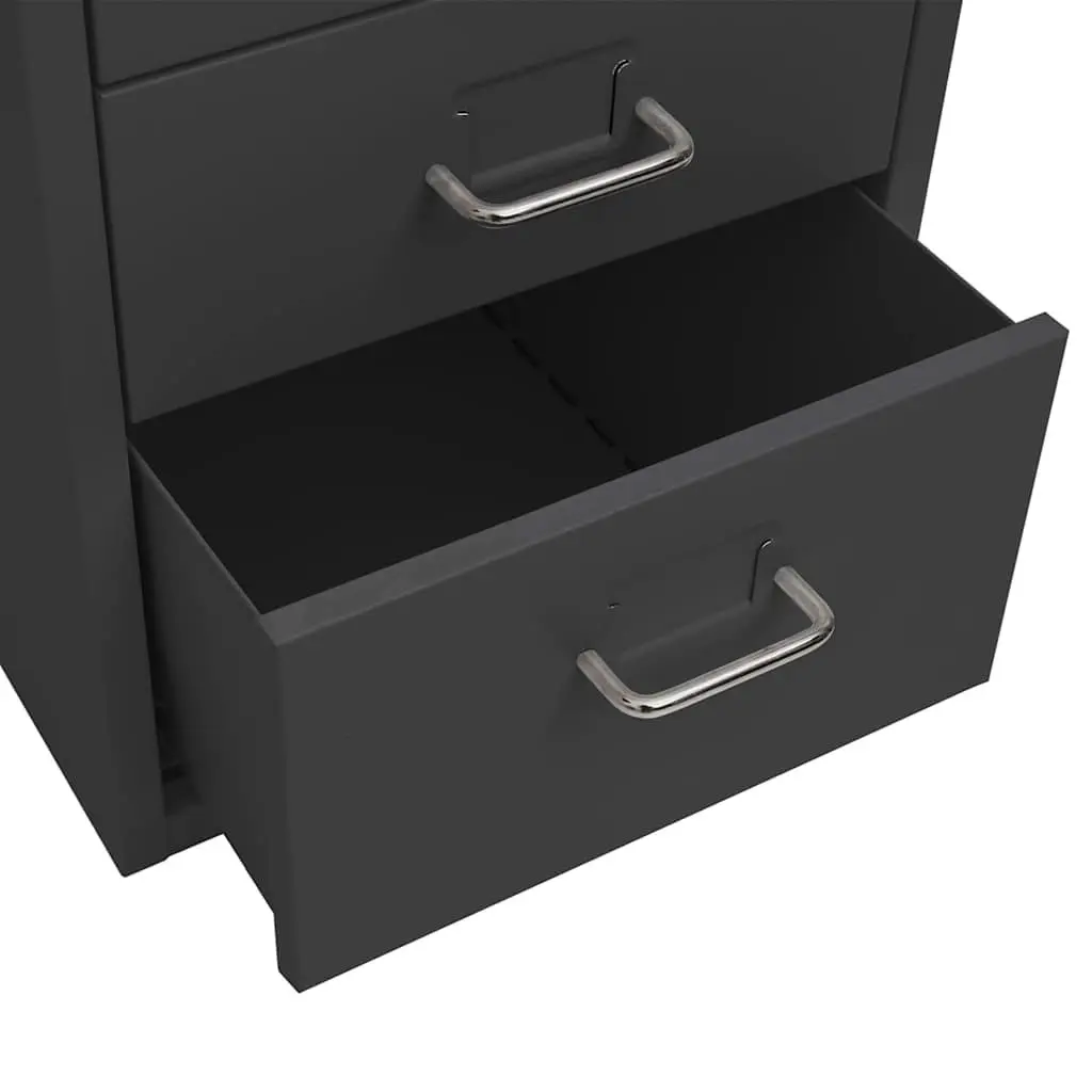 Mobile Filing Cabinet 6 Drawer Metal Storage with Wheels Anthracite