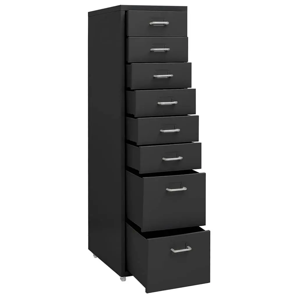Mobile File Cabinet 8 Drawer Metal Filing Storage Anthracite with Wheels