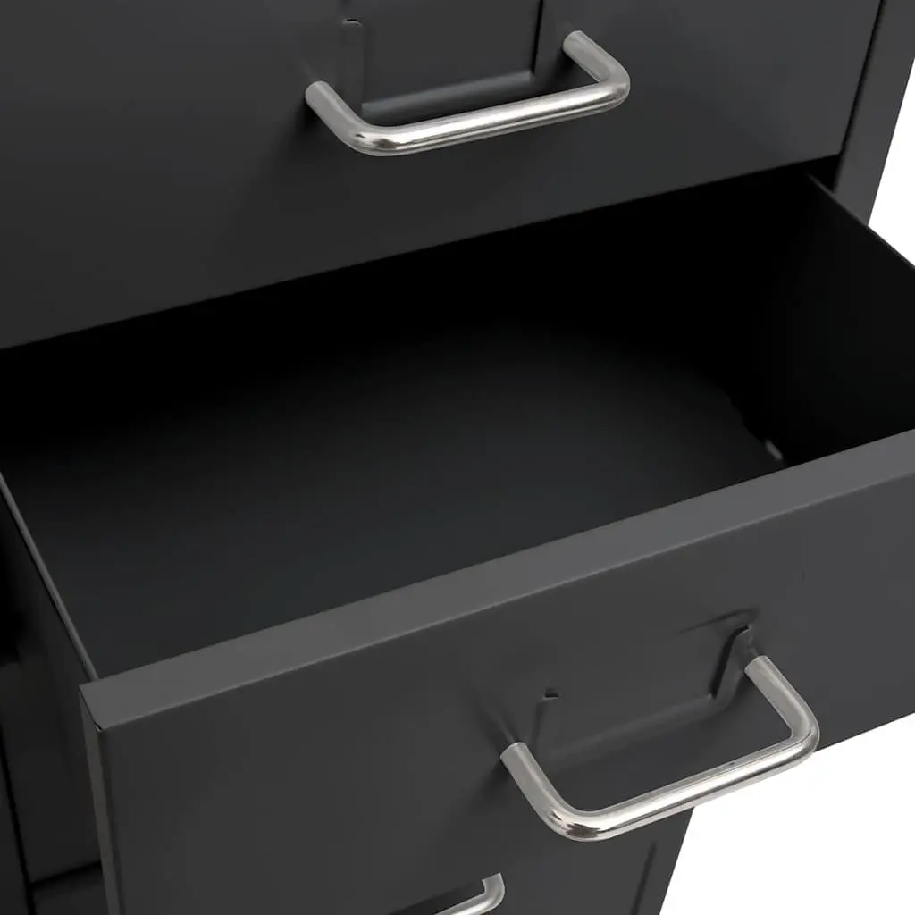 Mobile File Cabinet 8 Drawer Metal Filing Storage Anthracite with Wheels