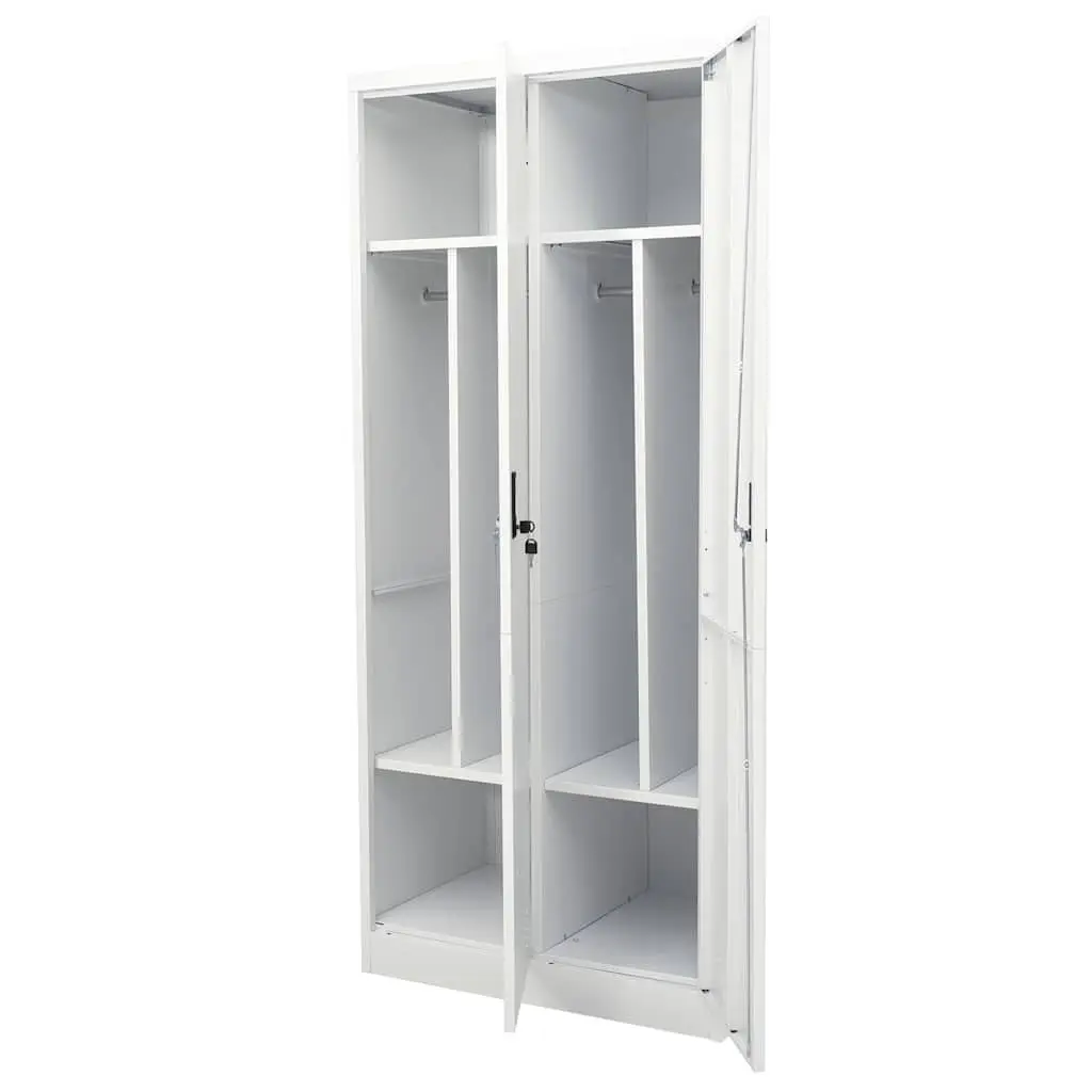 Steel Wardrobe Cabinet Grey Large Shelves Durable Storage Organizer