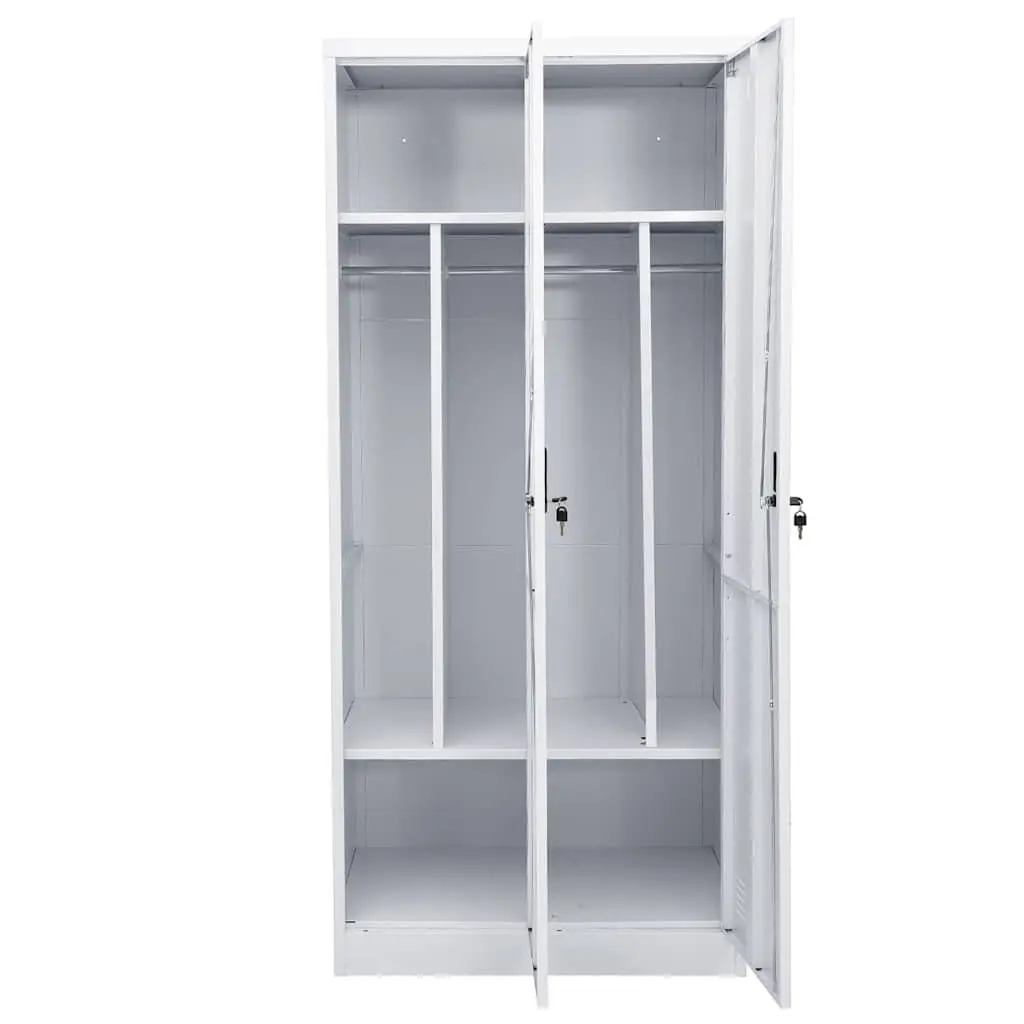 Steel Wardrobe Cabinet Grey Large Shelves Durable Storage Organizer