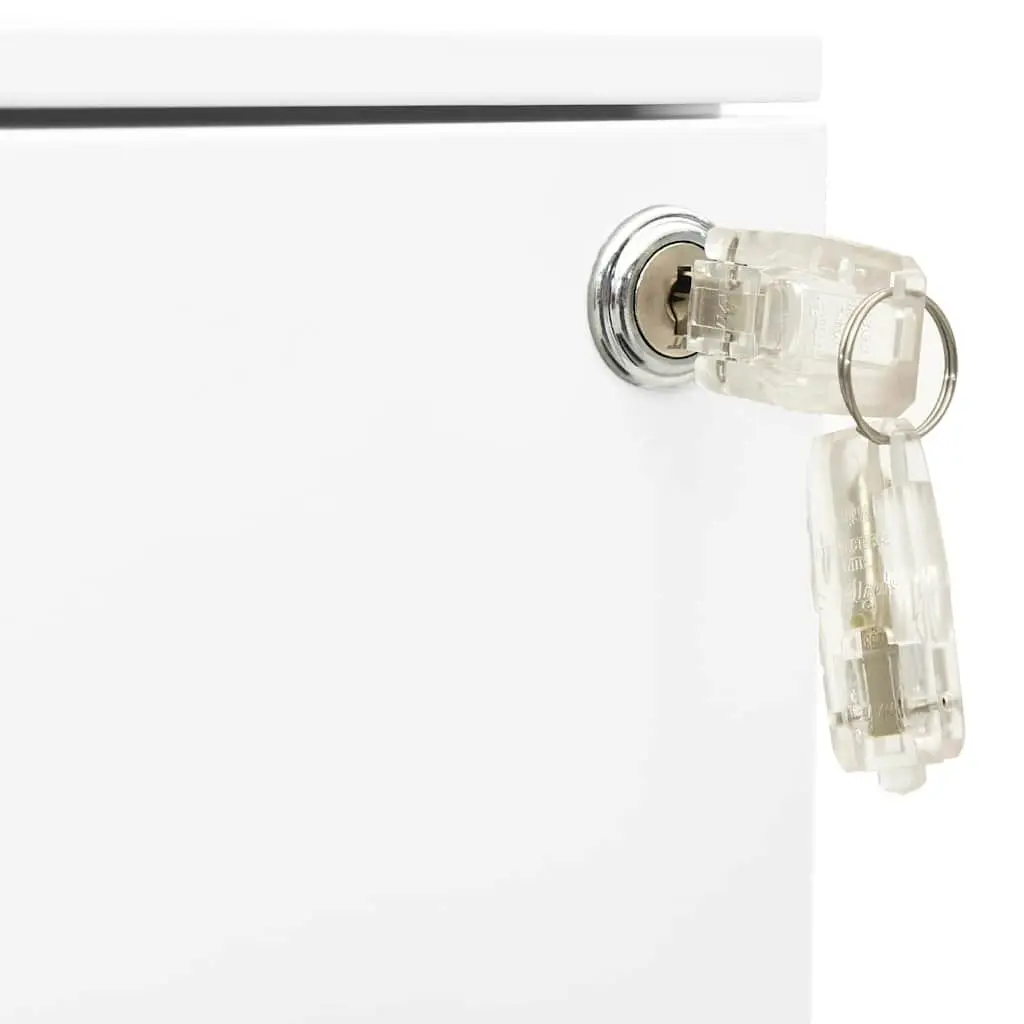 Mobile File Cabinet White Steel 2 Drawer Lockable Office Storage