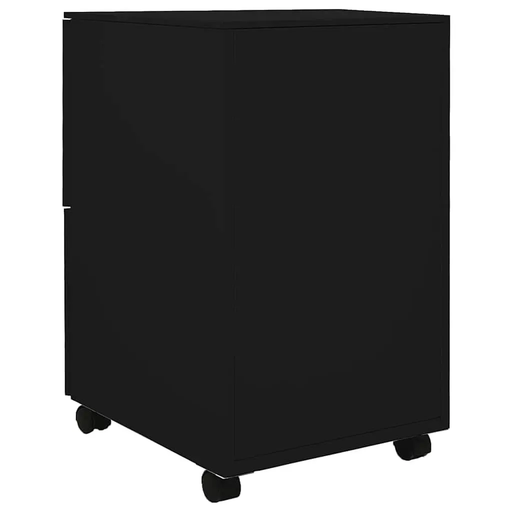 Mobile File Cabinet 2 Drawer Black Steel Organiser with Locks for Secure File Storage