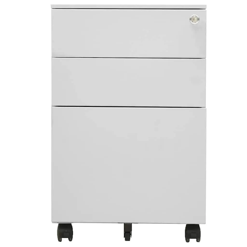Mobile Filing Cabinet 3 Drawer Steel Office Storage with Locks Grey 39x45x60cm