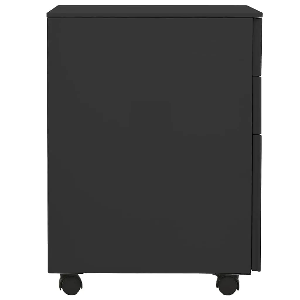Mobile Filing Cabinet 3 Drawer Steel Office Storage with Locks Anthracite