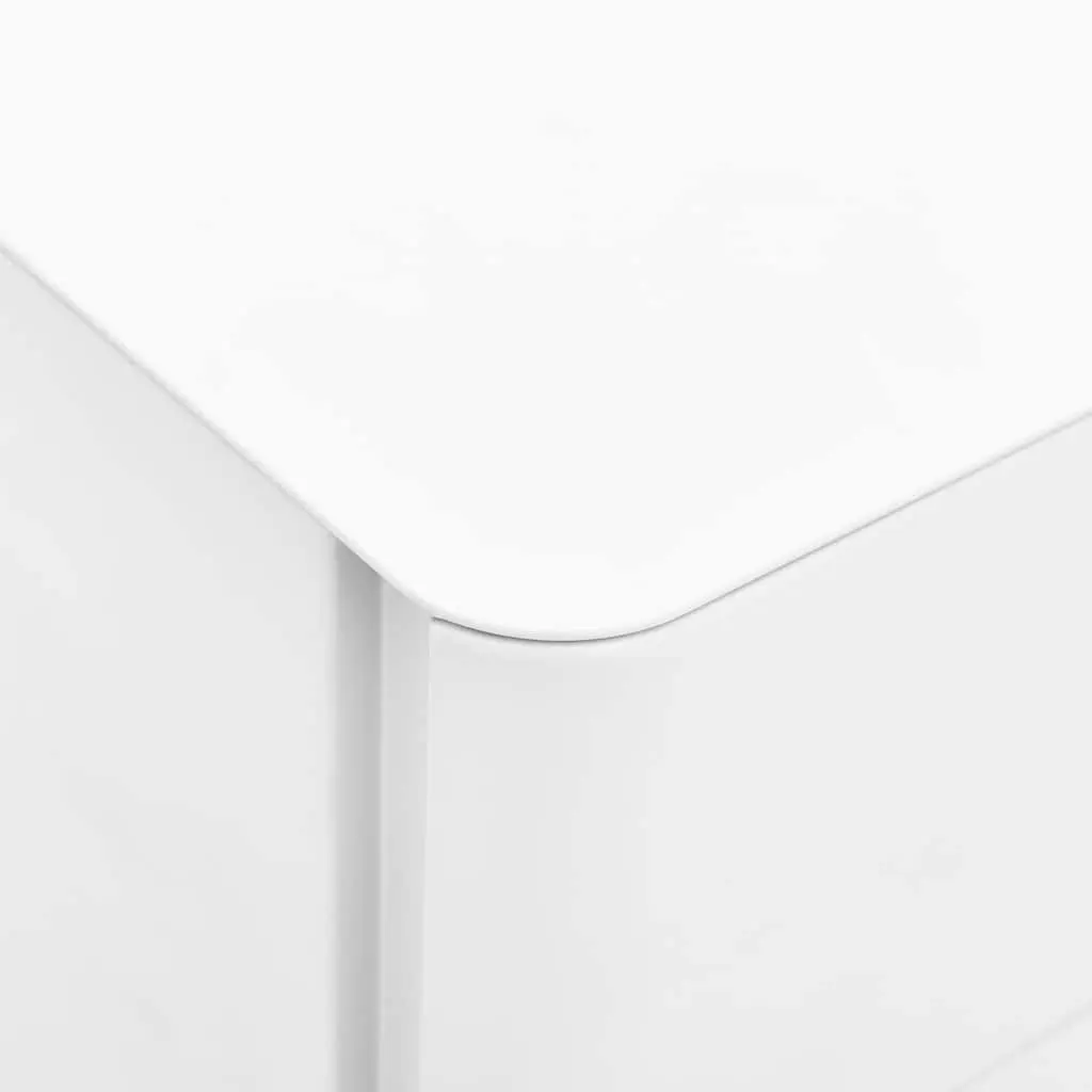 Mobile File Cabinet 3 Drawer White Steel with Lock for Office Storage