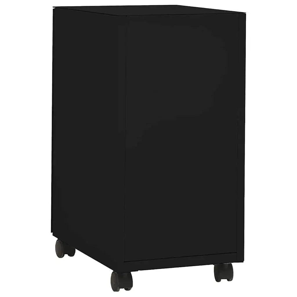 Black Steel Mobile File Cabinet 3 Drawer with Lock and Wheels for Office Storage