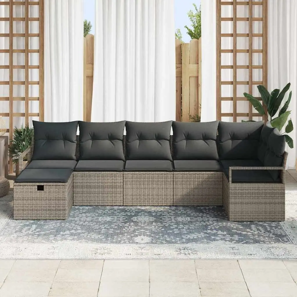 Outdoor Sofa Set 5 Pieces Grey Poly Rattan Garden Furniture Patio Lounge Seating