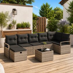 4-Piece Modular Grey Outdoor Sofa Set for Garden