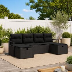 Enhance Your Outdoor Space with 5 Pcs Black Sofa Set
