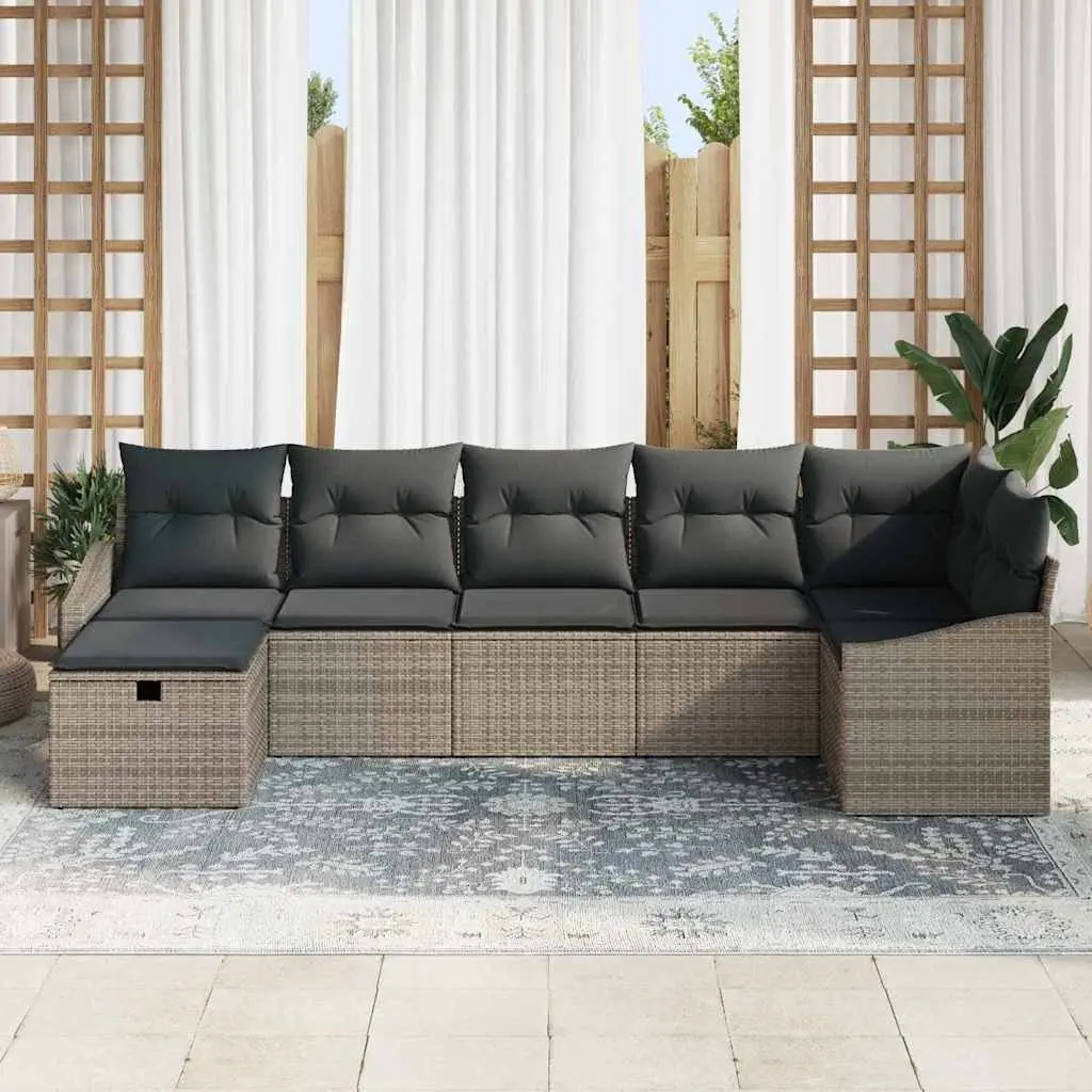 Outdoor Sofa Set 8 Piece Grey Modular Poly Rattan Garden Patio Furniture