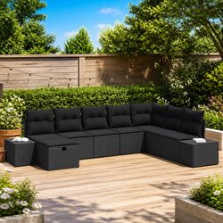 Stylish 8-Piece Modular Garden Sofa Set in Black