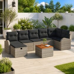 Enhance Your Outdoor Space with 8-Piece Grey Sofa Set