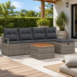 Elevate Your Patio with a 6-Piece Grey Sofa Set