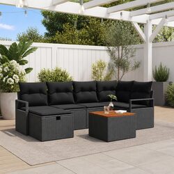 Modular 7-Piece Garden Sofa Set in Black for Ultimate Comfort
