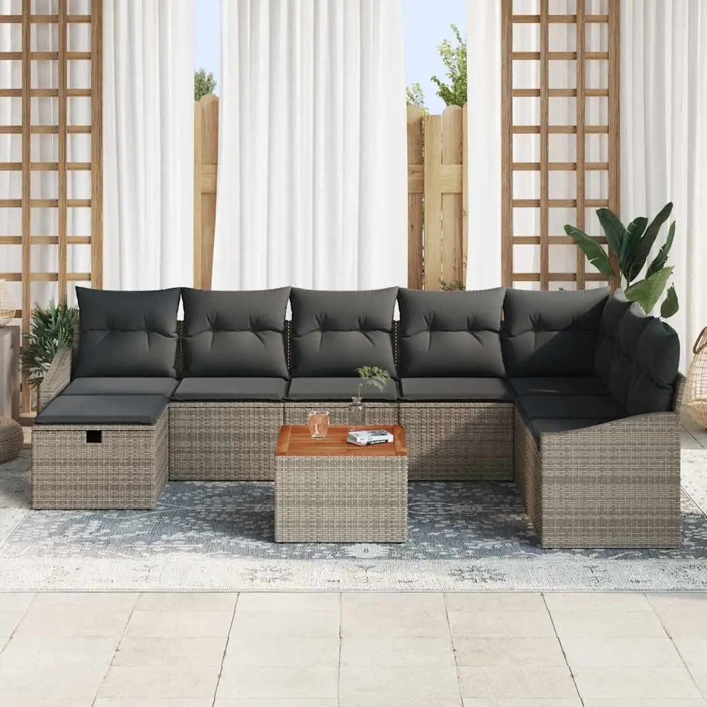 Outdoor Garden Sofa Set 9 Piece Modular Grey Poly Rattan Patio Furniture