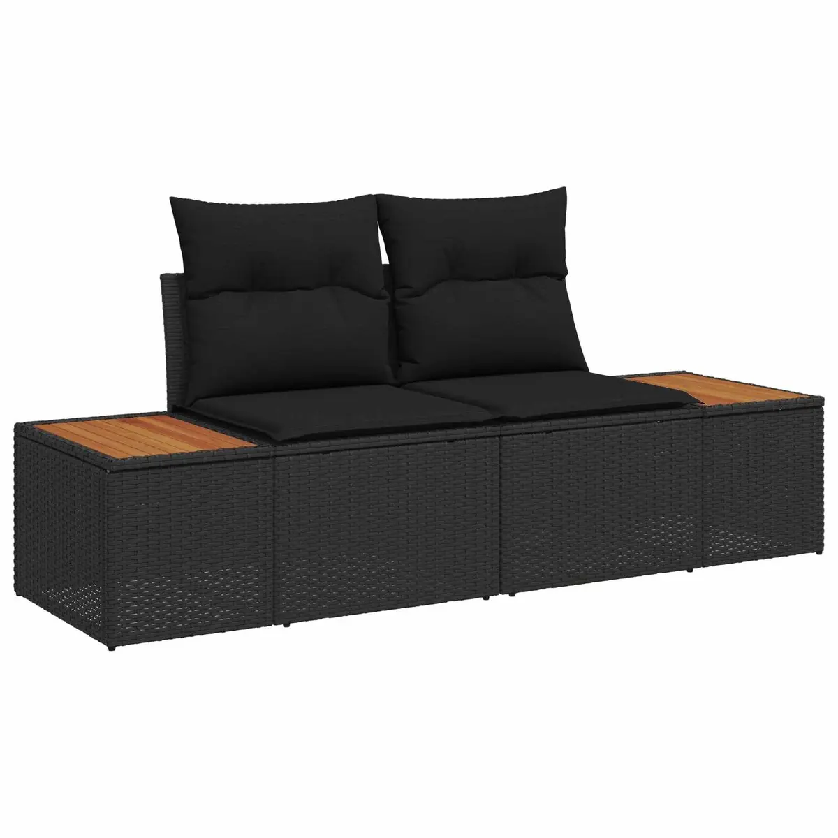 Modular Sofa Set 4 Pieces Black Poly Rattan Weather-Resistant Outdoor Garden Lounge Furniture