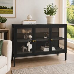 Stylish Black Storage Cabinet 105x35x70 cm