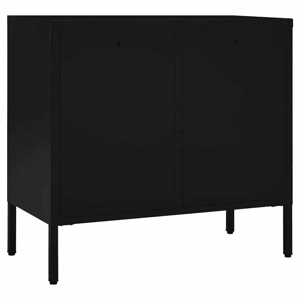 Sideboard Black 75x35x70 cm Steel Glass Adjustable Shelf 3 Drawers