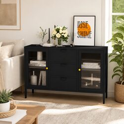 Elegant Black Sideboard 105x35x70 cm with Storage Options