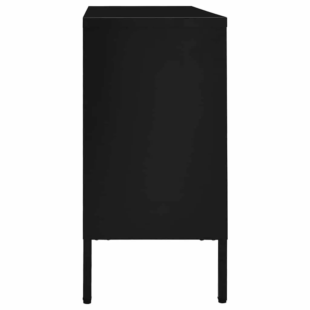 Sideboard Black 105x35x70 cm Storage Cabinet with Tempered Glass Drawers and Adjustable Shelves
