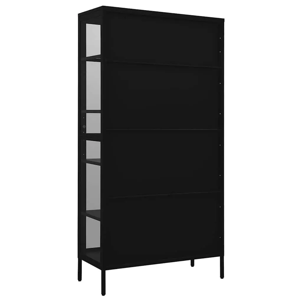 Display Cabinet 90x40x180 cm Steel Tempered Glass 4 Adjustable Shelves Black