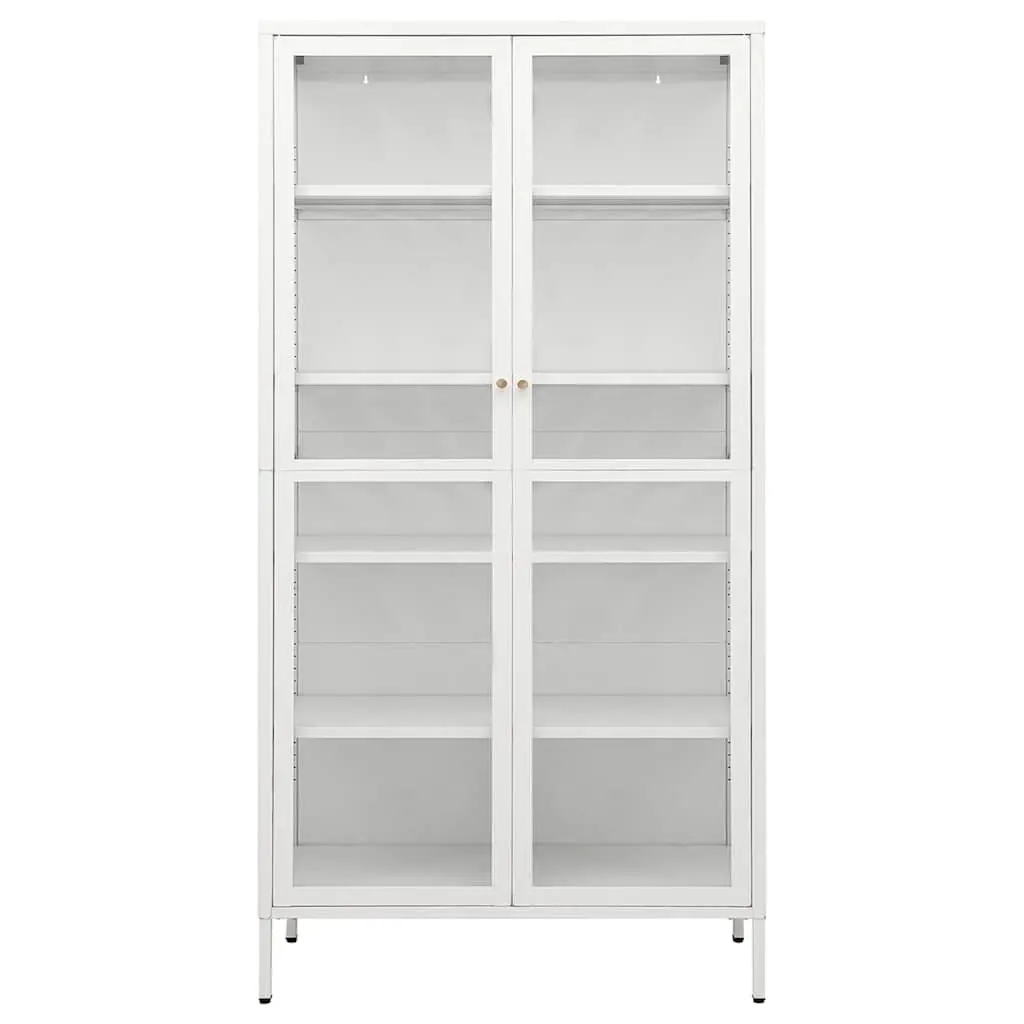 Display Cabinet 90x40x180cm White Tempered Glass Adjustable Shelves Steel Frame