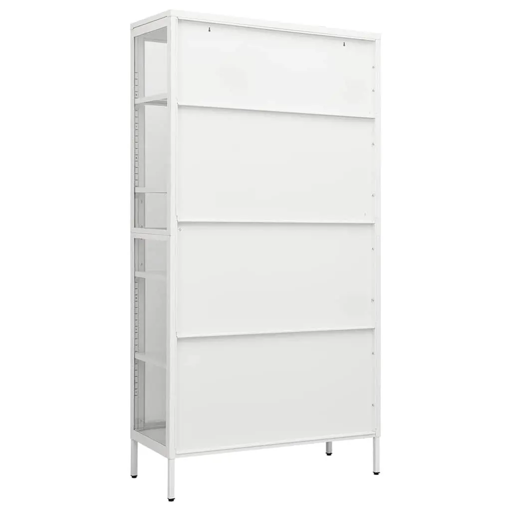 Display Cabinet 90x40x180cm White Tempered Glass Adjustable Shelves Steel Frame