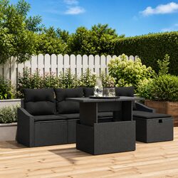 Transform Your Garden with 6 Piece Black Sofa Set