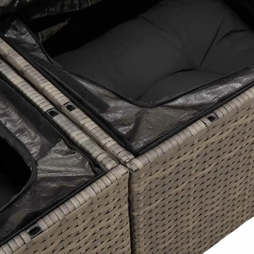 Garden Sofa Set 7 Piece Height-Adjustable Grey Poly Rattan Outdoor Furniture
