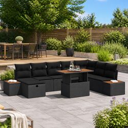 Stylish Modular 9pc Outdoor Garden Sofa Set with Storage