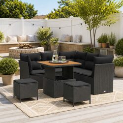 Elevate Your Patio with This 8-Piece Black Sofa Set