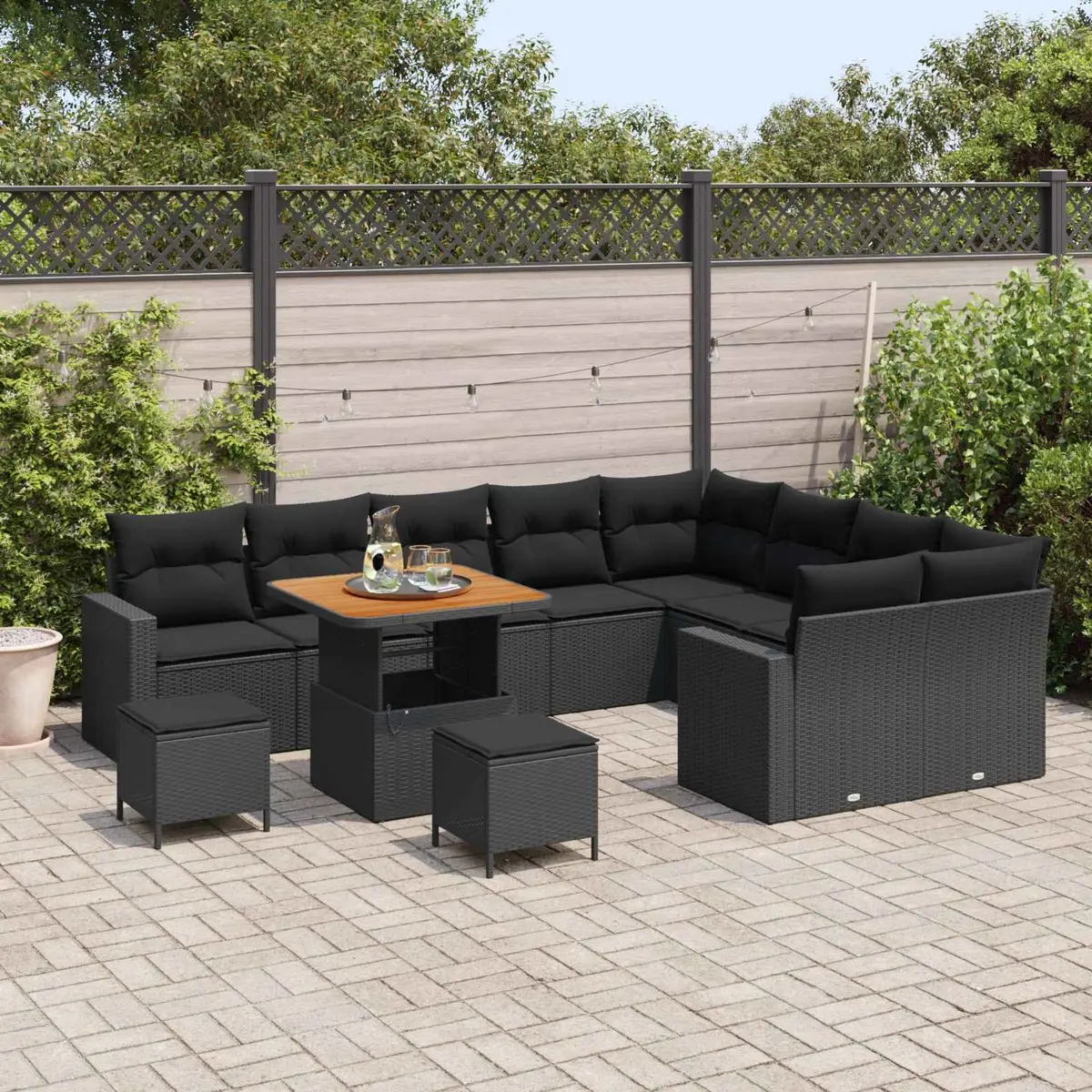 Modular Outdoor Garden Sofa Set 12 Piece Height-Adjustable Patio Furniture